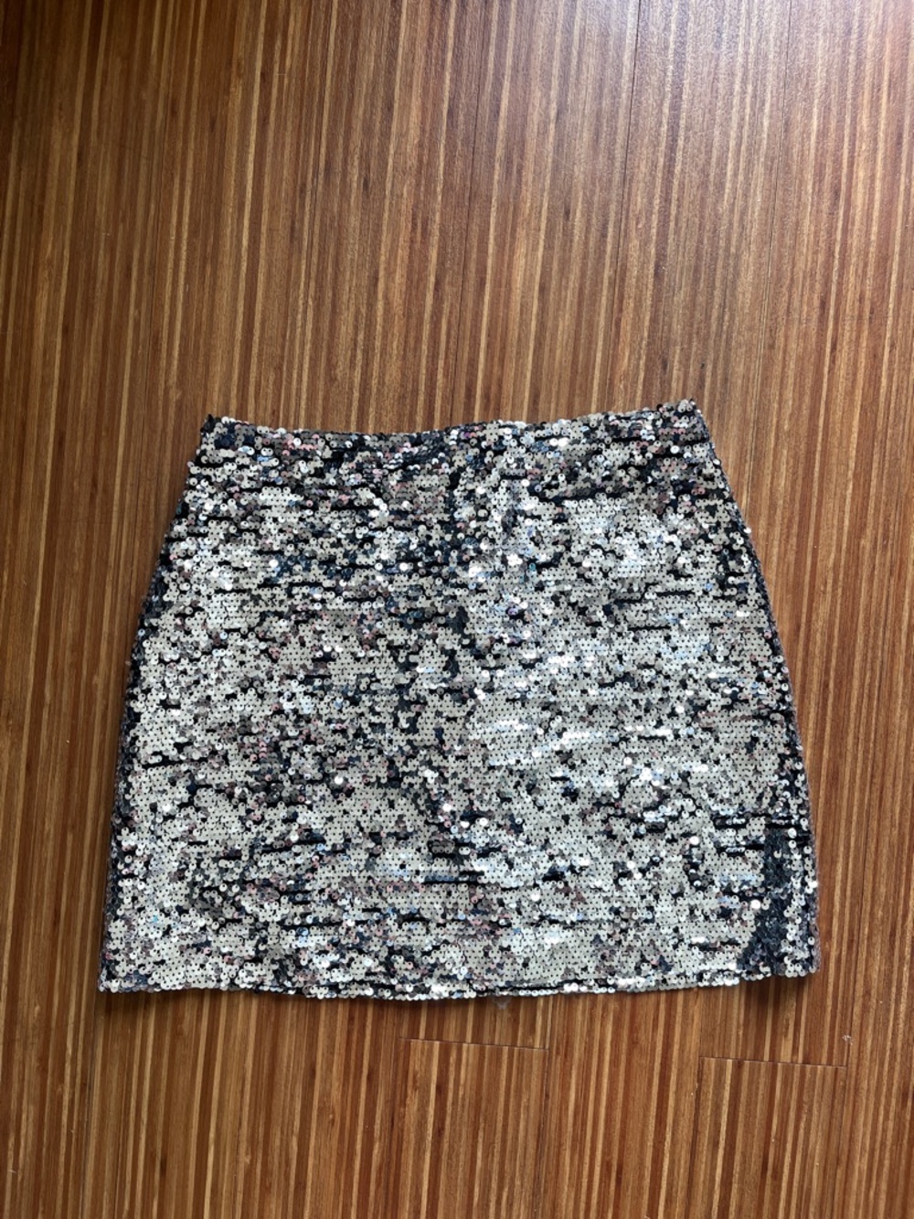 Silver Sequin Mini Skirt